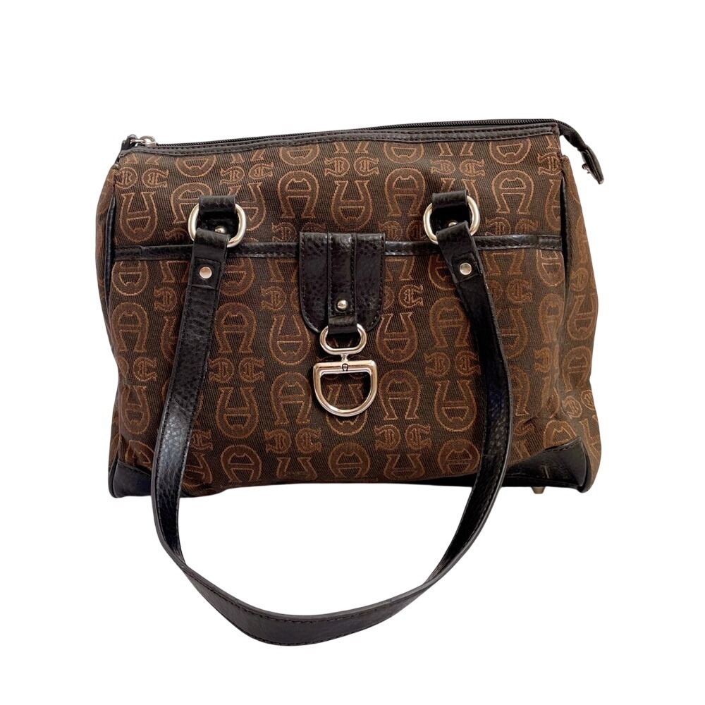 Etienne Aigner Vintage Y2K Western Horseshoe Print Structured Satchel Bag